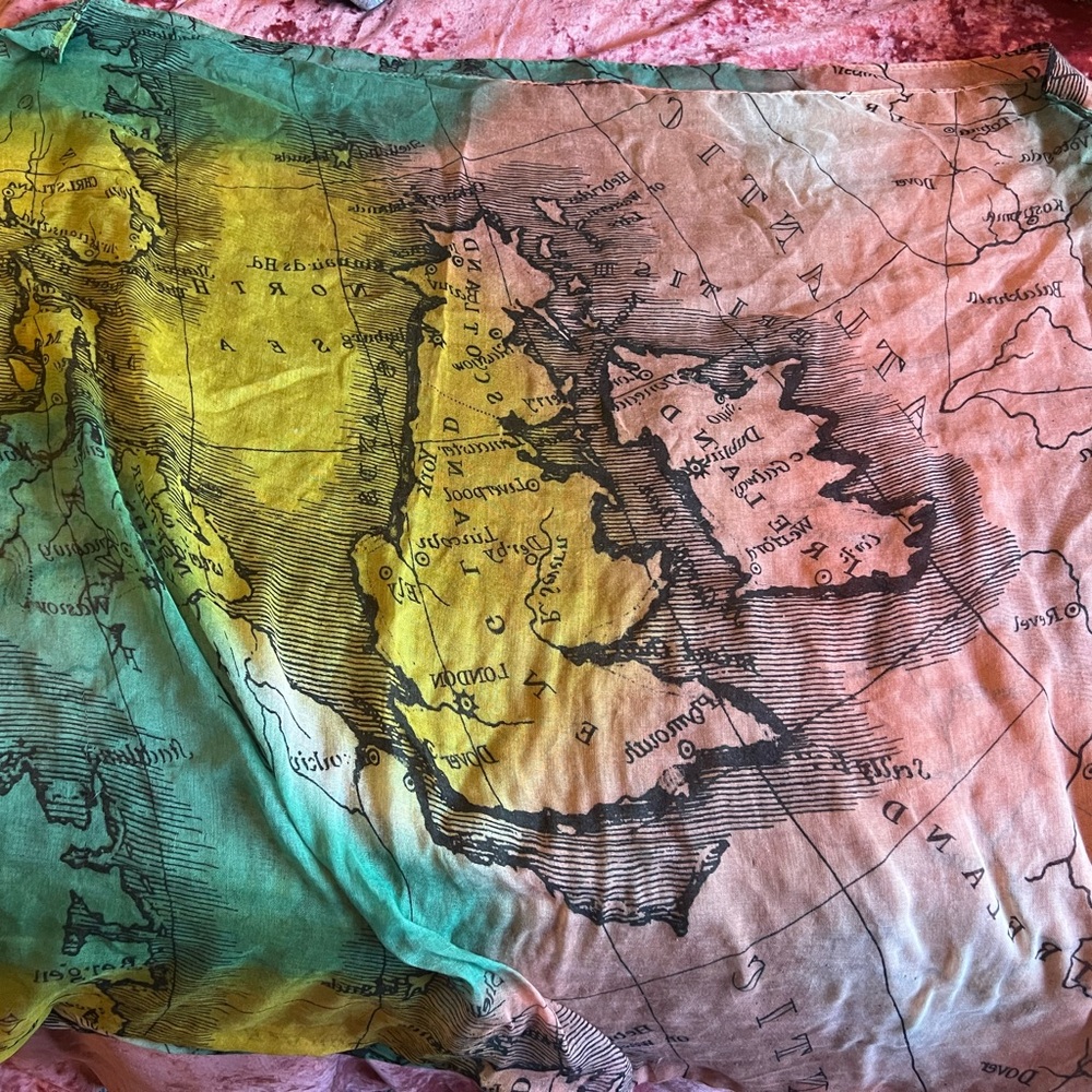 Sheer map print infinity scarf